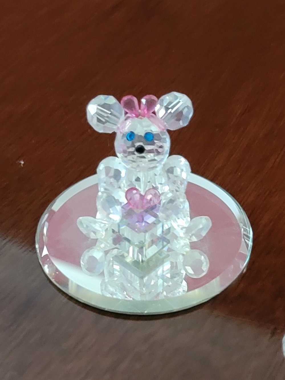 Swarovski Teddy Bear Figurine with Pink Heart